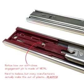 20" Heavy Duty Soft-Closing Ball Bearing Drawer Slides - 100 lb.Capacity - Side Mount Glides w/Screws