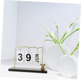 KOMBIUDA Rustic Wooden Desk Calendar Perpetual Calendar for Home Office Decor Easy Date Change Yearly Use Construction for Students and Festivals