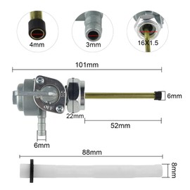 FLYPIG Motorcycle Fuel Tank Switch Valve Oil Petcock Petcock Shut Off 16 x 1.5mm Nut for Honda CB550 CJ360T MR175 CM400 CB125T CB350 CB400 CB400F CB500T CB550K CB750A CX500 CX500C CX500D