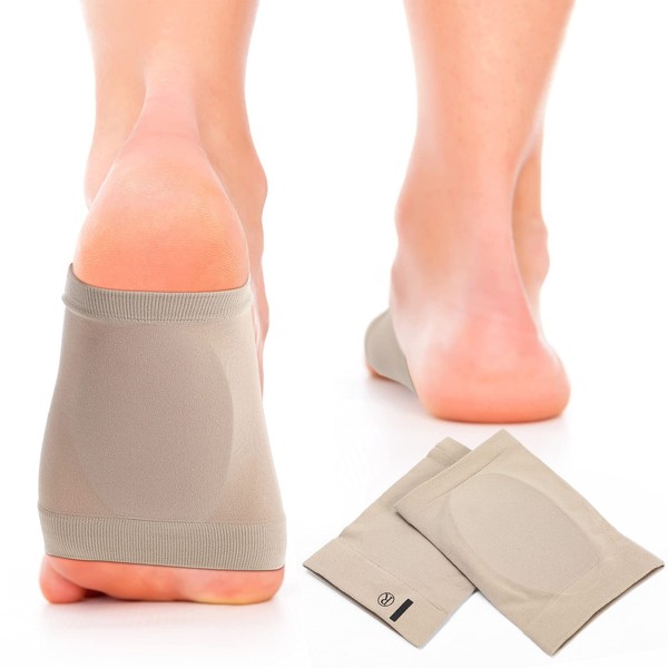 Metatarsal Support Arch Support Sleeves Padded Plantar Fasciitis Supports Gel Pad Arch Socks Foot Arch Socks for Women Flat Foot Pain Relief Plantar Fasciitis (Beige)
