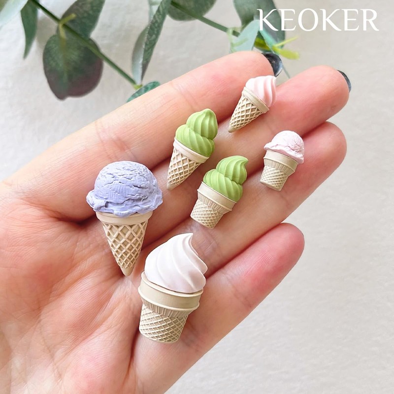 Keoker Ice Cream Polymer Clay Molds, 5 Shapes 3 Sizes