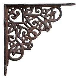 Decorative Shelf Bracket Ornate Heart Brace Rust Brown Cast Iron 8.25"