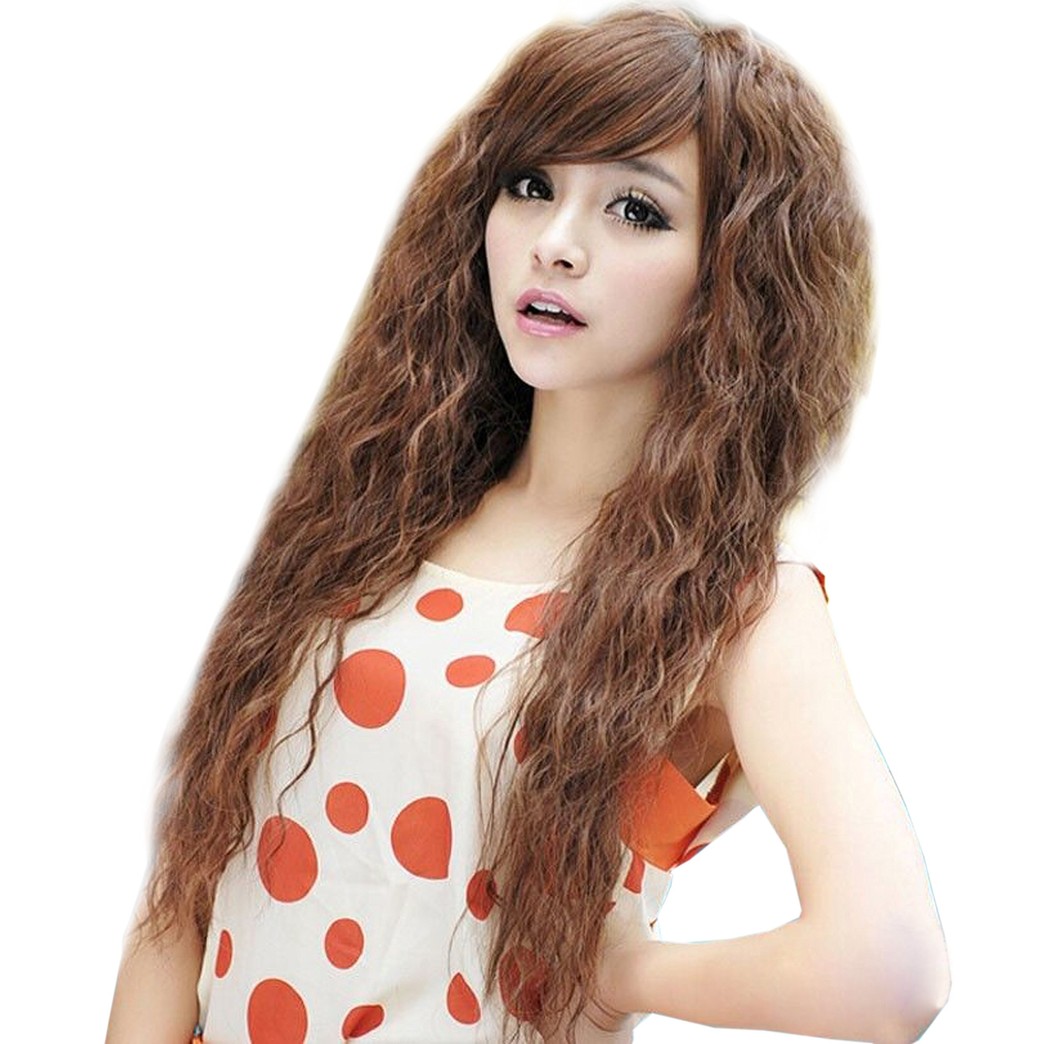OrangeTag Womens Fashion Sexy long Full Curly Wavy Hair Wigs Cosplay Party Light Brown