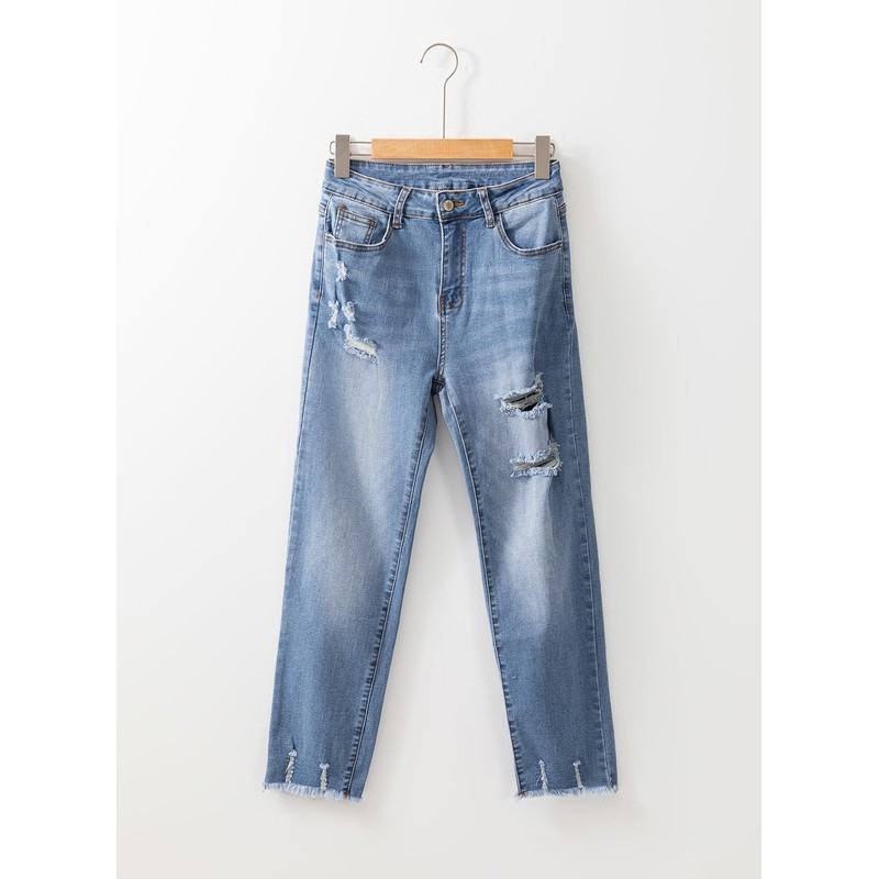 EVALESS Womens Jeans Stretchy High Waisted Pull On Ripped Distressed