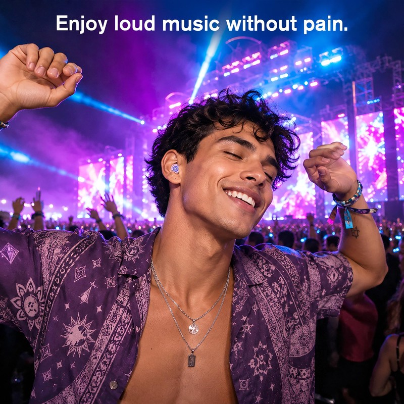 Concert Ear Plugs for Hearing Protection, Reusable, Stylish Look
