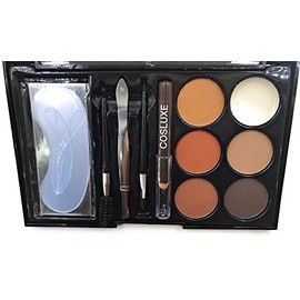 Eyebrow Contour Powder Kit,COSLUXE Eyebrow Makeup Palette,6 Eyebrow Powders,3 Eyebrow Stencils,1Spoolie 1Brush 1Tweezers 1 Eyebrow Pencil, for Women's & Girls (set-01)