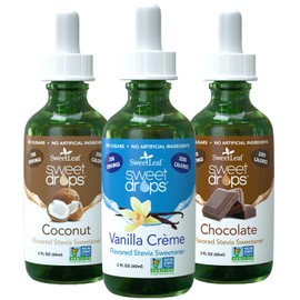 SweetLeaf Sweet Drops Stevia Liquid Sweetener, Variety 3-Pack – Vanilla Crème, Coconut, and Chocolate, 2 Oz Each