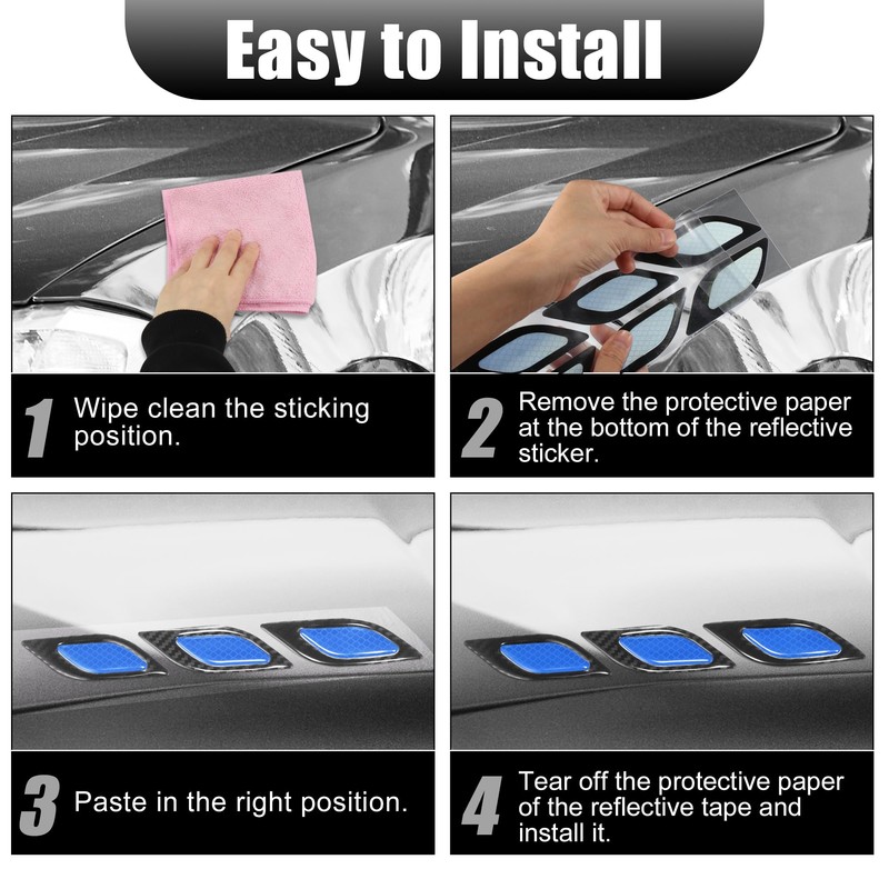 X AUTOHAUX 6pcs 3D Reflective Car Warning Stickers Carbon Fiber