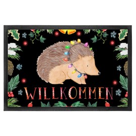 Mr. & Mrs. Panda 50 x 75 cm Doormat Hedgehog Fairy Lights – Gift, Christmas Eve, Dirt Mat, Advent, Winter Motif, Door Mat, Christmas Decoration