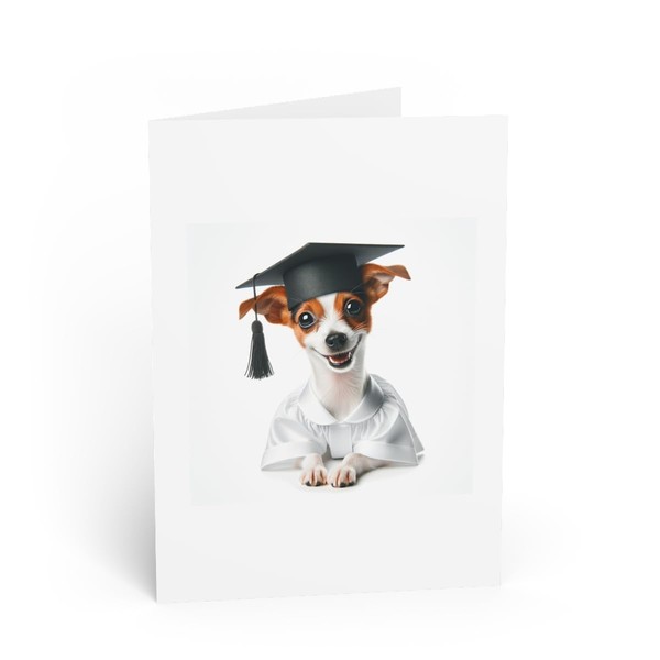 DistinctInk Greeting Card/Note Card - Toy Fox Terrier Graduation -