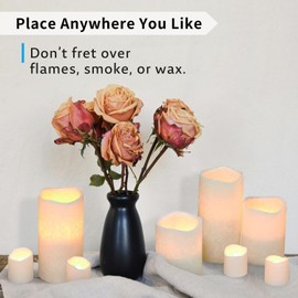 FURORA LIGHTING LED Flameless Candles with Remote Control, White in Set of 8, Real Wax Battery Operated Pillars and Votives LED Candles with Flickering Flame and Timer Featured