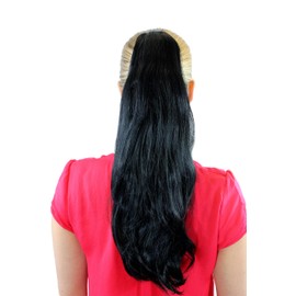 WIG ME UP - T-15-1 Ponytail Hairpiece extension straight bouncing wavy tips voluminous black 18inch