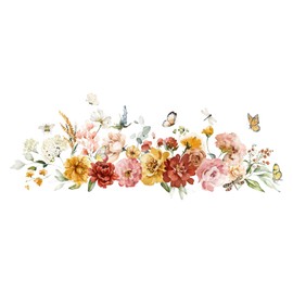 Condessacity Wall Sticker, Flower Fall Wallpaper Sticker, Removable, Stylish, Scandinavian Wall Decoration, Bee Butterfly, Wallpaper, Plant Sticker, Waterproof, Hand-painted Style, Wall Stickers