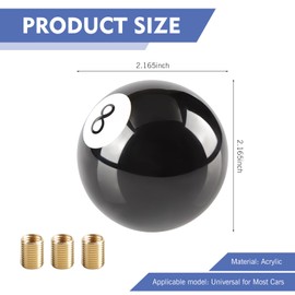 Ferianl Round Ball Shift Knob, Manual Shifter Knob with 3 Adapters, Universal Gear Shift Knobs, for Most Manual Automatic Vehicles, Car Modification Accessories