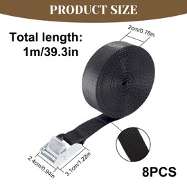 8 Pcs Tie Down Straps,Adjustable Lashing Straps,1m x 20mm Heavy Duty Tensioning Belts,250kg Load Capacity,Quick Release Straps with Clip Locks for Bicycles, Motorbikes, Trolleys, Luggage (Black)