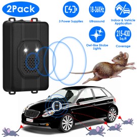 iMounTEK 2pack Under Hood Mouse Repeller Ultrasonic Rodent Rat Repellent for Car Engine