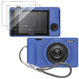 Tedubax Silicone Case for Sony ZV-1F/ ZV-1 II/ZV-1M2 Digital Camera with 2PCS Screen Protector and a Lanyard Sony ZV-1 II case-(Blue)