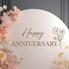 FUTNH Happy Anniversary Wall Decal, Vinyl Party Decorations Backdrop Sticker, Brown (Brown（Anniversary）)