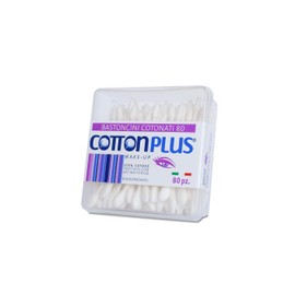 Cotton Plus Make-Up Cotton Sticks, 80 Pieces, Beauty Line, Cotton Fioc for Make-Up, Two Different Heads, Two Functions