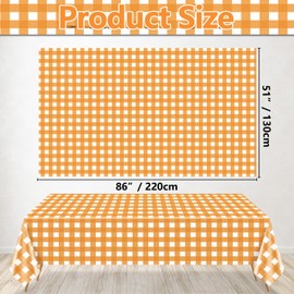 4 Pack Orange Gingham Tablecloths for Birthday Party Fall Thanksgiving