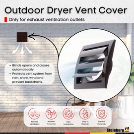 Steinberg14 Dryer Vent Cover Outside 4 inch - Louvered Outdoor Dryer Vent Cover - ABS Plastic Exhaust Ventilation Grille with Shutters and Built-in Screen - Brown HVAC Air Vents for Wall