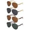 Edge I-Wear Polarized Classic Pilot Style Aviator Sunglasses Natural Bamboo