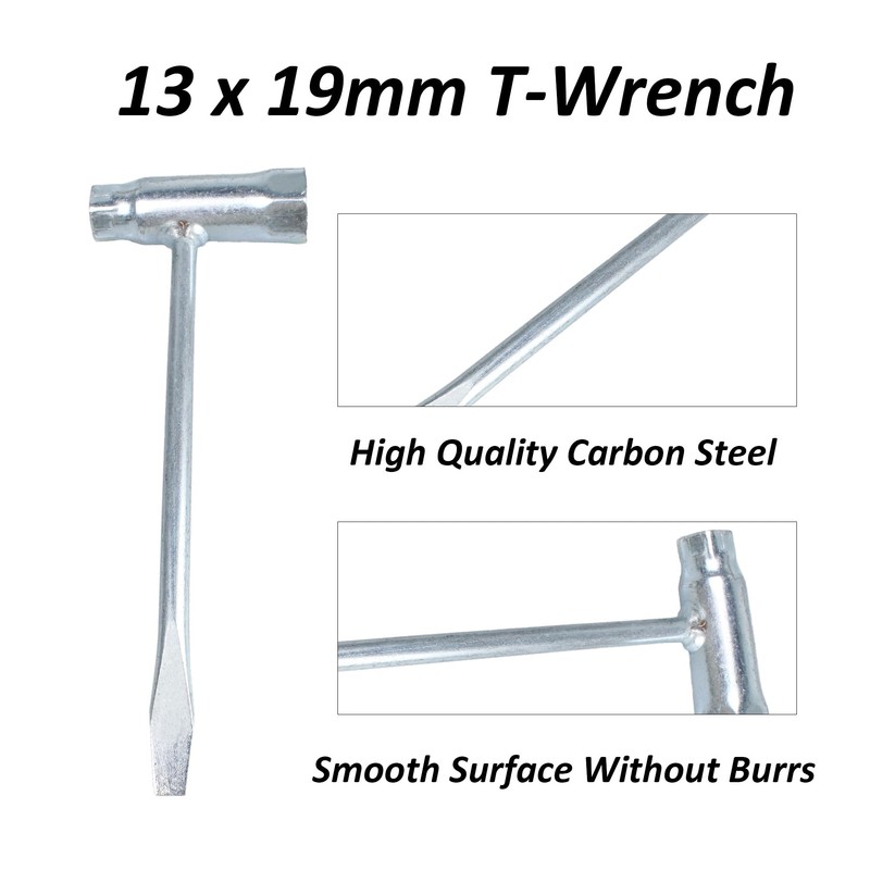 AUXBC 13 x 19mm T-Wrench, Steel Chainsaw Scrench Replacement, Combination