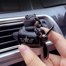 Car Air Fresheners Pilot Bear Cute Car Diffuser Rotating Propeller Cartoon Automotive Air Outlet Car Perfume Decoration (Pilot Bear)