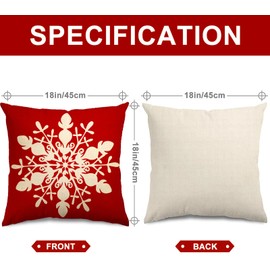 Whaline Christmas Pillow Case Red White Pillow Cover Snowflake Cushion Cases Throw Cushion Cover for Home Office Sofa Bed Christmas New Year Party Decor, 4Pcs, 18" x 18"