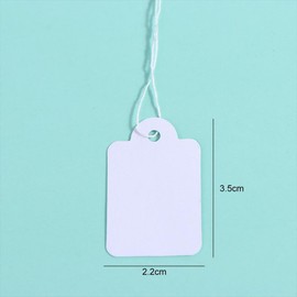 100Pcs White Rectangular Tag Sewing Supplies with Cotton Thread Price Display Cards DIY Hang Tag Price Label Labels, Indexes and Stamps