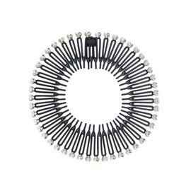 ZhangyiHot Black Full Circular Stretch Comb Headbands, Korean Hair Comb, Hair Band Plastic Full Circle Stretch Diamond Flexible Comb Teeth Headband Hair Accessories(ZS396)
