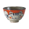 Hasami Ware 10259 Rice Bowl (Small, Red) Hand-Painted Cat, Made