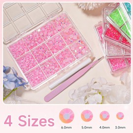 Light Pink Resin Jelly Rhinestones for Crafts, Flatback Gems for Diamond Art Flatback Resin Rhinestones Light Pink Bedazzling Gems Kit for Nails Eyes Face Makeup Tumblers DIY