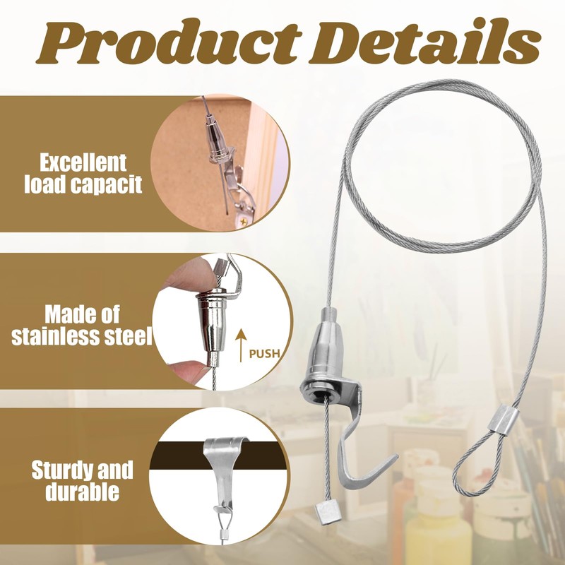 Zorfeter 14 Pack Adjustable Picture Rail Hanging System, Sturdy Picture