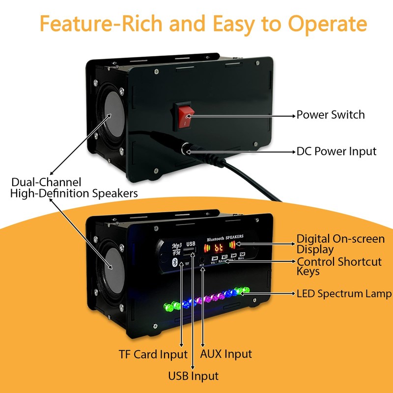 EIELE DIY Blutoth-Compatible Speaker Kit Multi-Function Soldering Practice kit Voice-Activated