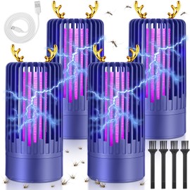 Qualirey 4 Pack Bug Zapper for Indoor Outdoor Electric Mosquito Zapper USB Electric Pest Control Insect Fly Zapper Mosquito Killer Portable Camping Fly Trap for Home Living Room Office Camping