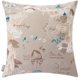 Suminoe Cushion Cover Gray 17.7 x 17.7 inches (45 x 45 cm), Moomin Valley Map A021C, 1 Piece