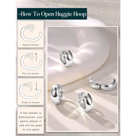 Chriscoco 2Pairs Silver Earrings for Women Hypoallergenic Silver Hoop Earrings Silver Hoop Earrings 14K Gold Plated Small Huggie Earrings Chunky Hoop Earrings Set Lightweight Earring Stack