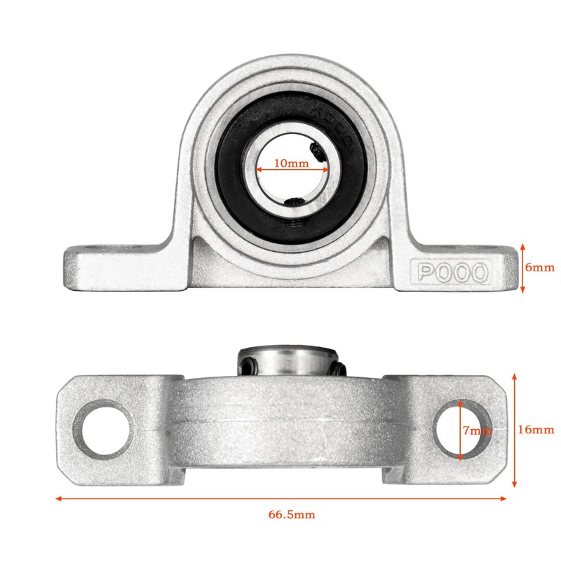 Pack of 2 Pillow Block Bearings 10 mm Inner Diameter,