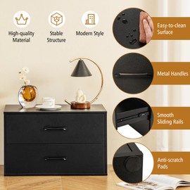 Giantex Stackable Drawers for Closet, 2-Drawer Short Dresser, Multi-Purpose Storage Cube with Anti-Scratch Pads, Anti-Tipping Devices, Storage Cabinet for Living Room, Entryway, Home Office (1, Black)