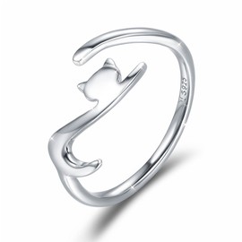Adjustable Ring Cat Silver Simple Knuckle Rings Fashion Jewellery Gifts for Women Girls Gift