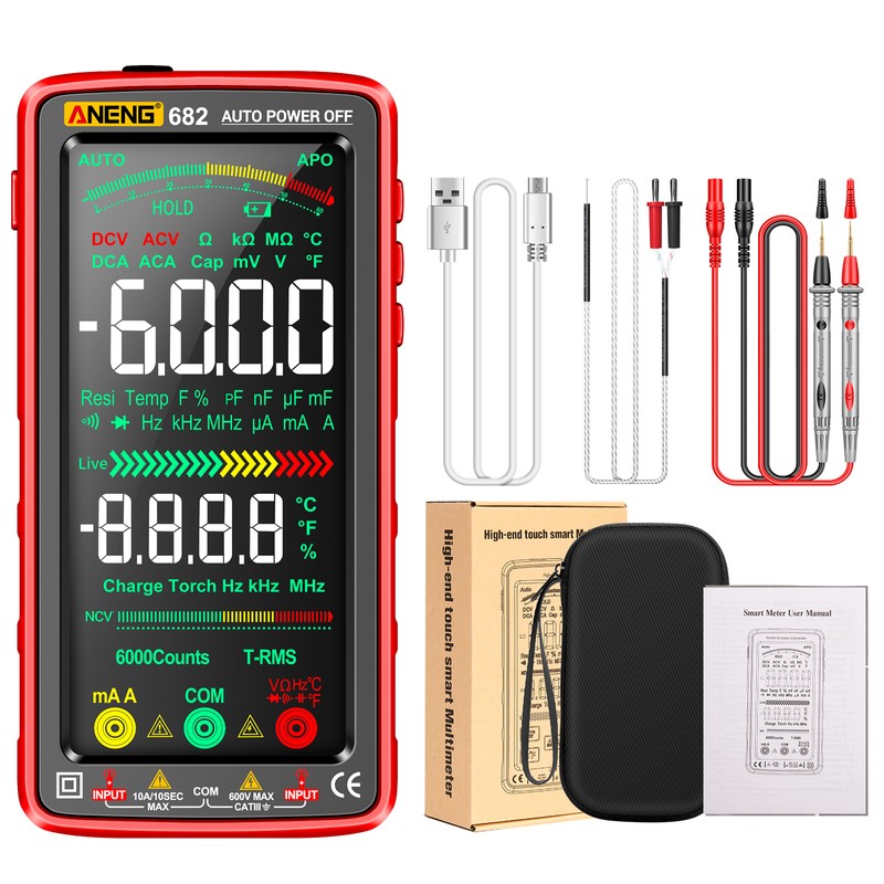 ANENG 682 6000 Counts Large LCD Digital Multimeter Smart Anti-burn