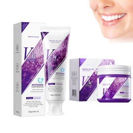 Hppsctink 2pcs Zahnpasta, v34 100g Lila Zahnpasta und v34 50g Zahnpuder, Weiße Zähne, Geruch & Zahnstein Reinigung, Frischer Atem, toothpastes