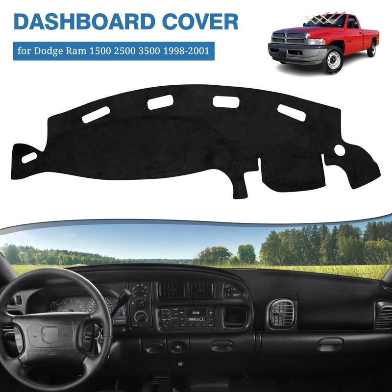 FIILINES Dash Cover for Dodge Ram 1500 2500 3500 1998-2001,