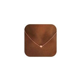 Mieoyue S925 Silver Tiny Heart Initial Necklace, 18" Letter Choker Necklace Fine Letter Jewelry for Women (T, Rose Gold)