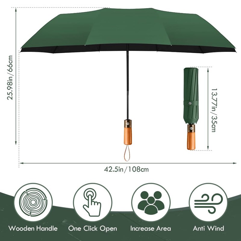 Foldable Umbrella, Open-Close Automatic Pocket Umbrella, Lightweight Design, Windproof and
