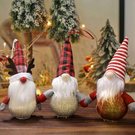 Christmas Gnome, 3 Pieces Christmas Gnome, Santa Gnome, LED Santa Decoration, Christmas Gnome Decorative Figure, Illuminated, LED Santa Claus Christmas Decoration, American
