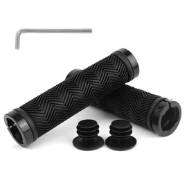 FLOWERUN Bicycle Grips, Handlebar Grips, Ergonomic Non-Slip Rubber Grips with Double Clamp, Shock Absorbing and Comfortable, for MTB, BMX, E-Bike, Scooter, Easy Assembly, 22 mm (Style 1)