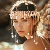 CAKURE Boho Seashell Head Chain Cap Gold Tassel Headpiece Cap
