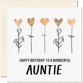 Aunt Birthday Card - Eco Friendly Elegant Heart Flowers Beautiful Birthday Cards for Aunt